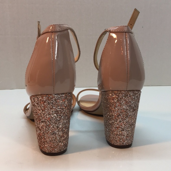 Unisa Pink pLeather Sandals with Glitter Block Heel And Ankle Strap Size 10 - Picture 4 of 10